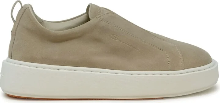 Santoni Beige Leather Sneaker