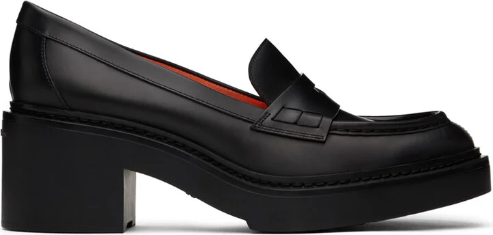 Santoni Black Loafer Heels