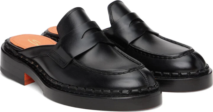 Santoni Black Strap Loafers - Image 4