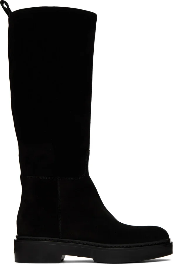 Santoni Black Suede Boots