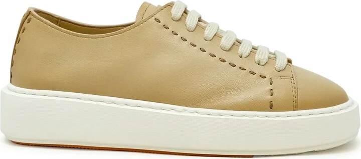 Santoni Brown Leather Sneaker