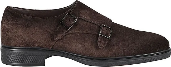 Santoni Buckle Detailed Round Toe Loafers