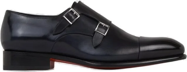 Santoni Buckle Detailed Slip-On Monk Shoes