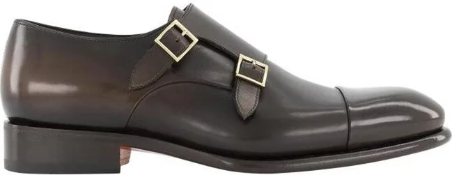 Santoni Buckle Detailed Slip-On Monk Shoes