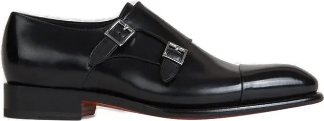 Santoni Buckle Detailed Slip-On Monk Shoes