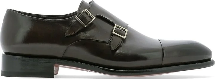 Santoni Buckle Detailed Slip-On Monk Shoes