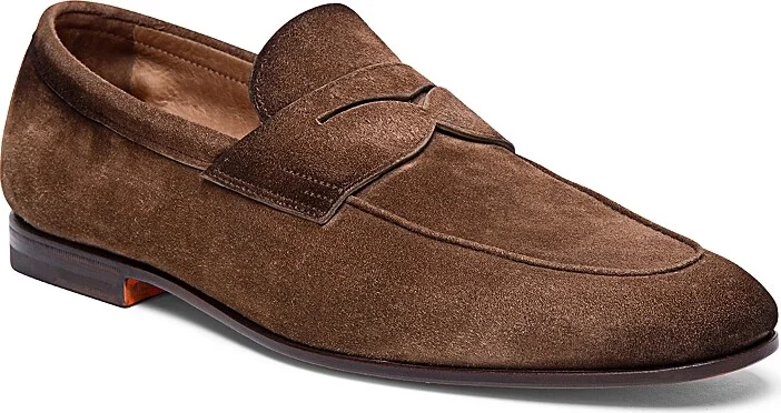 Santoni Carlos Suede Penny Loafers