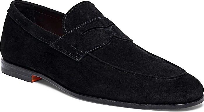 Santoni Carlos Suede Penny Loafers