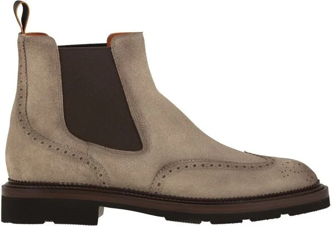 Santoni Chelsea Brogue Ankle Boots