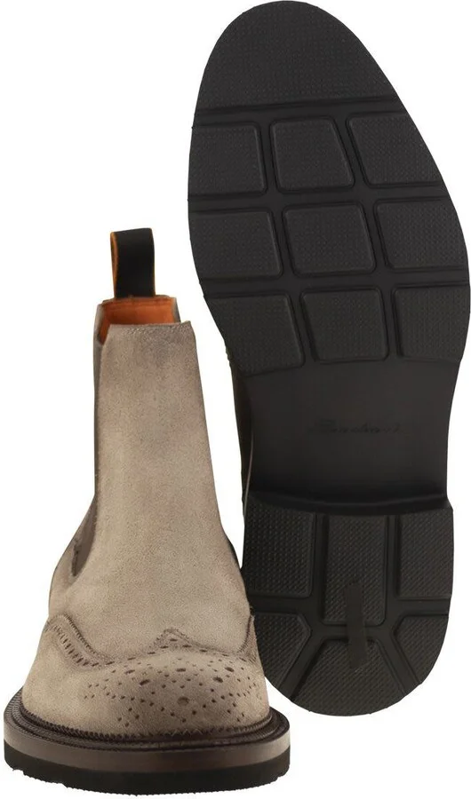 Santoni Chelsea Brogue Suede Ankle Boot - Image 5