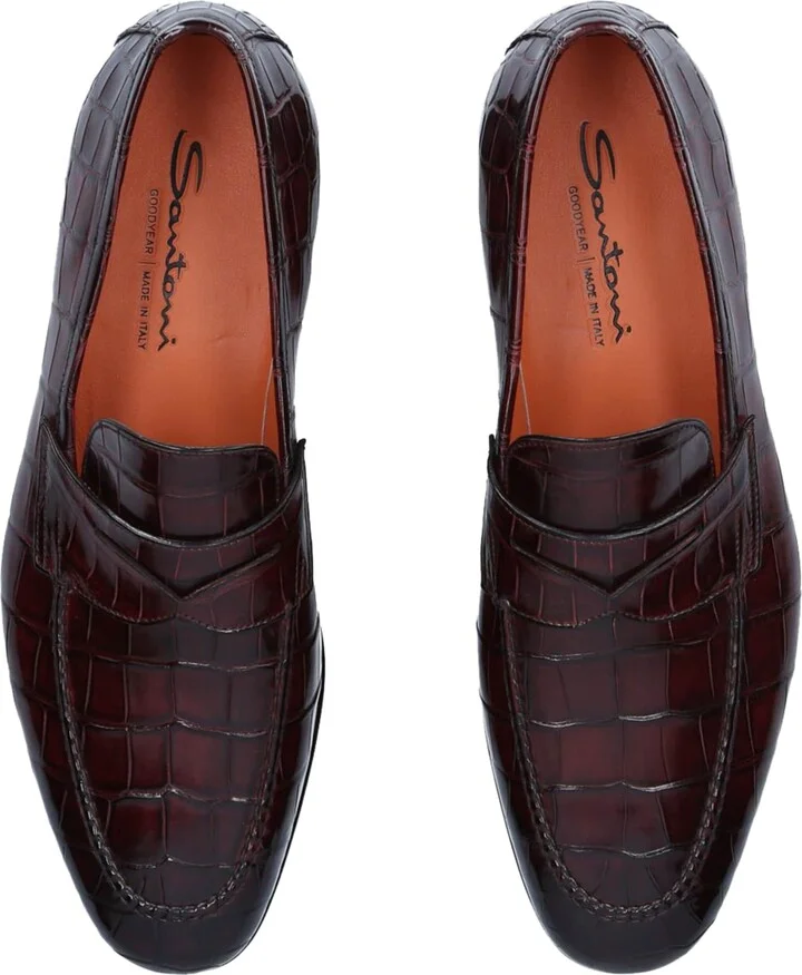 Santoni Crocodile Carlos Penny Loafers - Image 4