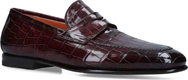 Santoni Crocodile Carlos Penny Loafers