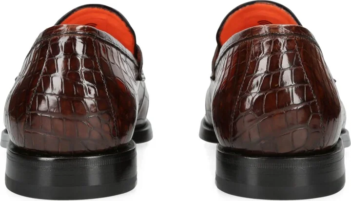 Santoni Crocodile Leather Carlos Penny Loafers - Image 2
