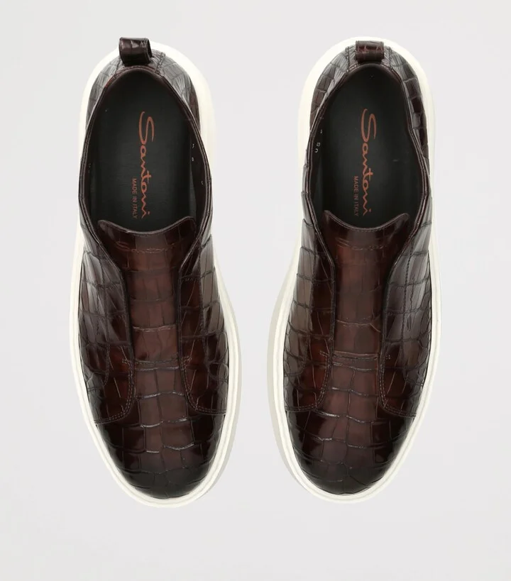 Santoni Crocodile Leather Clean Icon Sneakers - Image 4