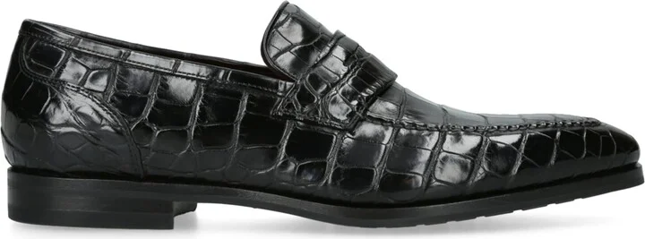 Santoni Crocodile Leather Derby Loafers