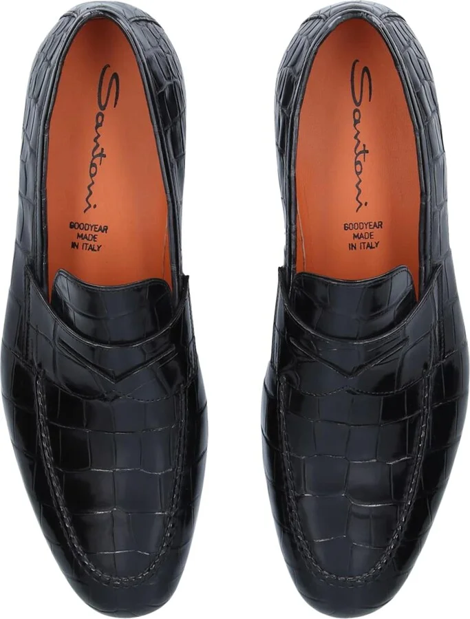 Santoni Crocodile Penny Loafers - Image 4