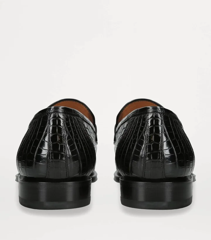 Santoni Crocodile Skin Duke Penny Loafers - Image 2