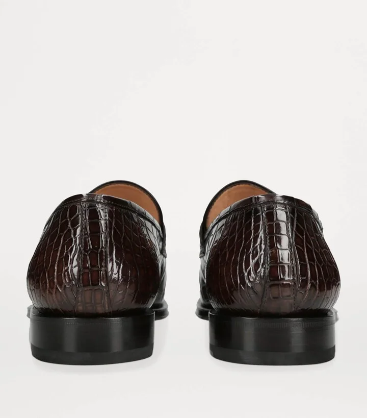 Santoni Crocodile Skin Duke Penny Loafers - Image 2