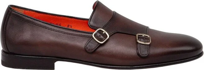 Santoni Double-Buckle Slip-On Flat Shoes