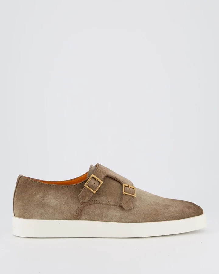 Santoni Double-Buckled Almond Toe Loafers