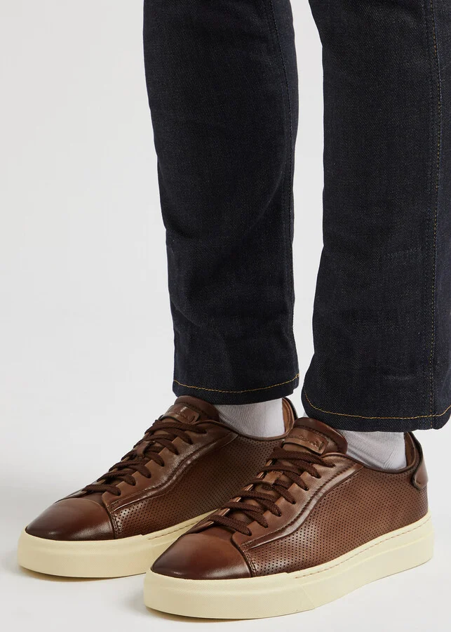 Santoni Ducting Perforated Leather Sneakers - Image 5