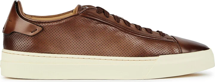 Santoni Ducting Perforated Leather Sneakers