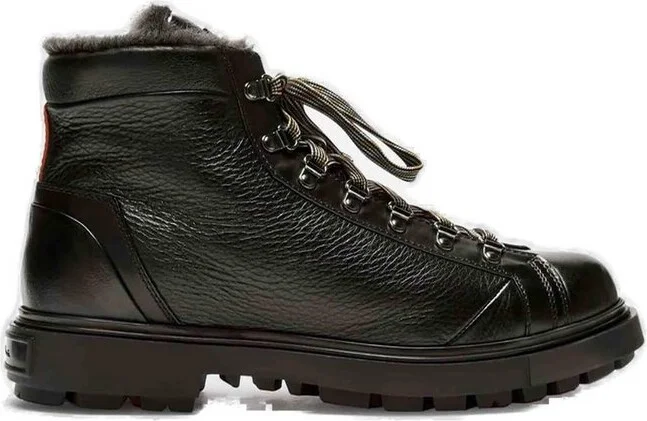 Santoni Fur Trimmed Hiking Boots