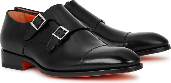 Santoni Glossed Leather Monk-strap Shoes - Image 2