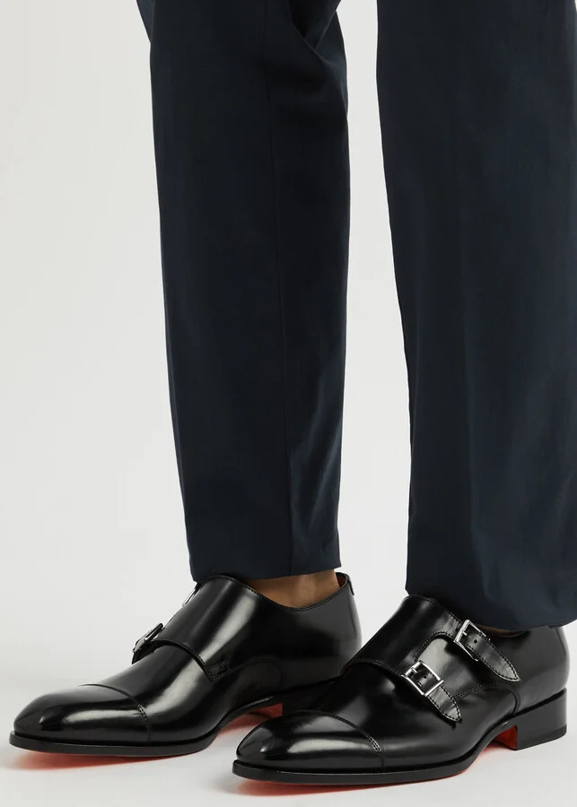 Santoni Glossed Leather Monk-strap Shoes - Image 5