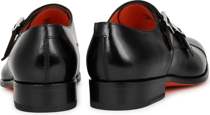 Santoni Glossed Leather Monk-strap Shoes