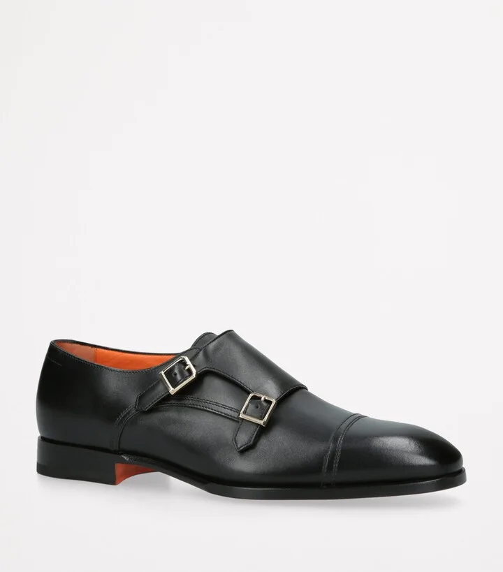 Santoni Leather Adrian Blake Monk Shoes - Image 3
