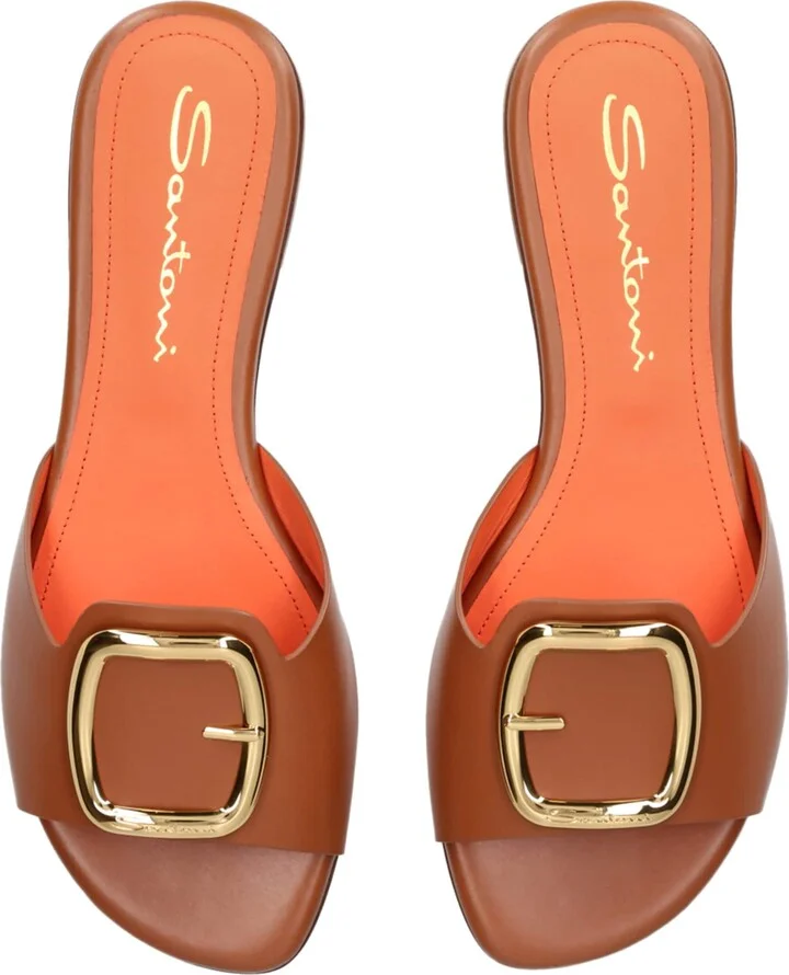 Santoni Leather Apricot Sandals - Image 4