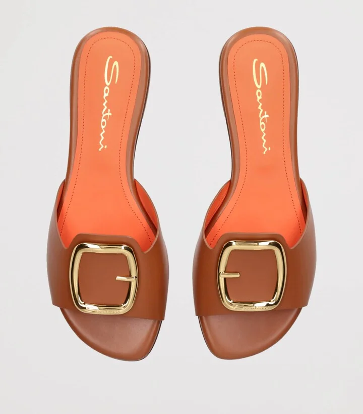 Santoni Leather Apricot Sandals - Image 5