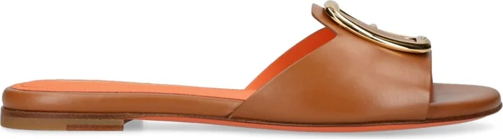 Santoni Leather Apricot Sandals