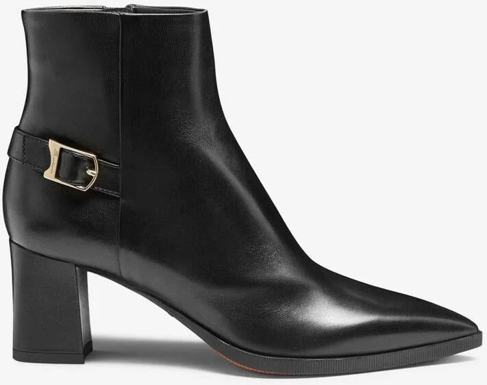 Santoni Leather Buckle Booties