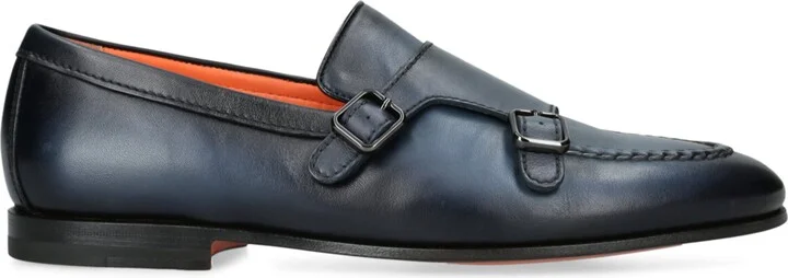 Santoni Leather Carlos Double-Strap Monk Shoes
