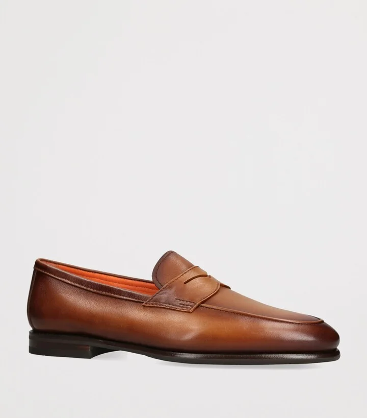 Santoni Leather Carlos Penny Loafers - Image 3