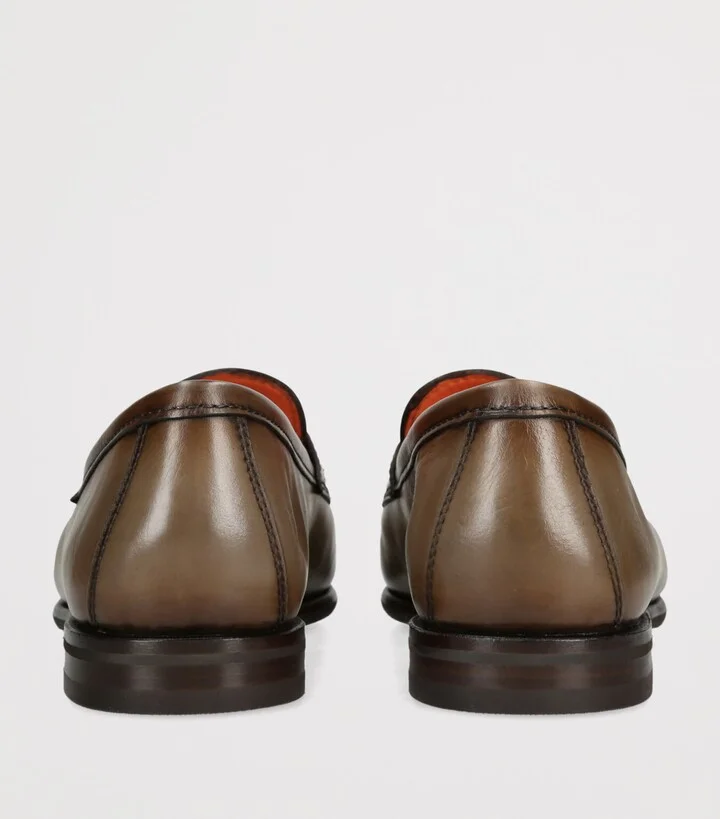 Santoni Leather Carlos Penny Loafers - Image 2