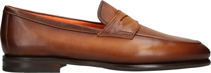 Santoni Leather Carlos Penny Loafers