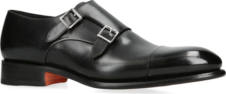 Santoni Leather Carter Double Monk Shoes - Image 3