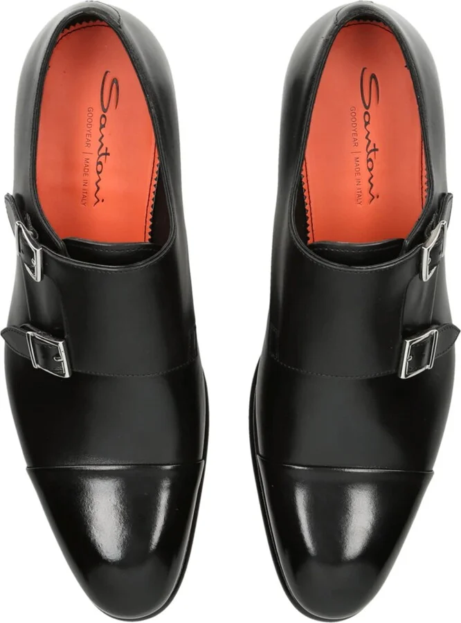 Santoni Leather Carter Double Monk Shoes - Image 4