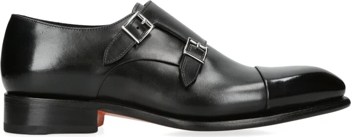Santoni Leather Carter Double Monk Shoes