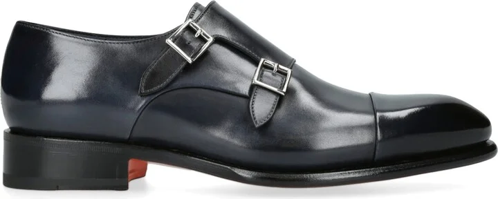 Santoni Leather Carter Monk Shoes