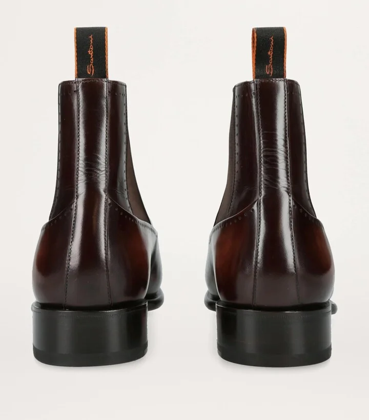 Santoni Leather Carter Punch Chelsea Boots - Image 2