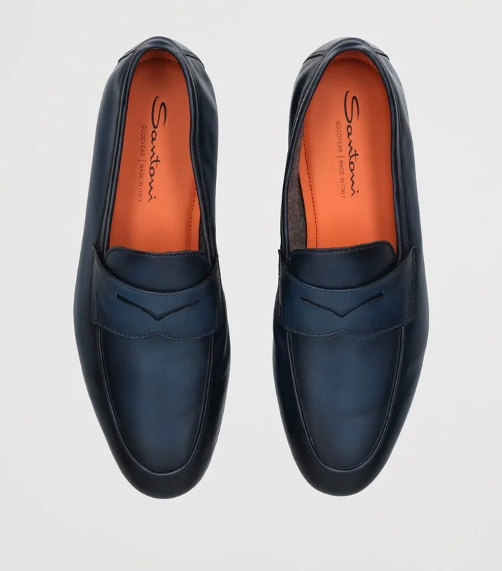 Santoni Leather Cashmere-Lined Carlos Loafers - Image 4