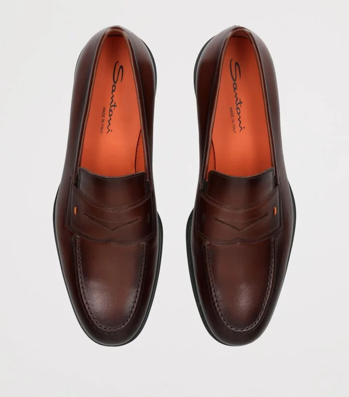 Santoni Leather Easy Penny Loafers - Image 4