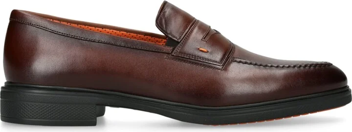Santoni Leather Easy Penny Loafers