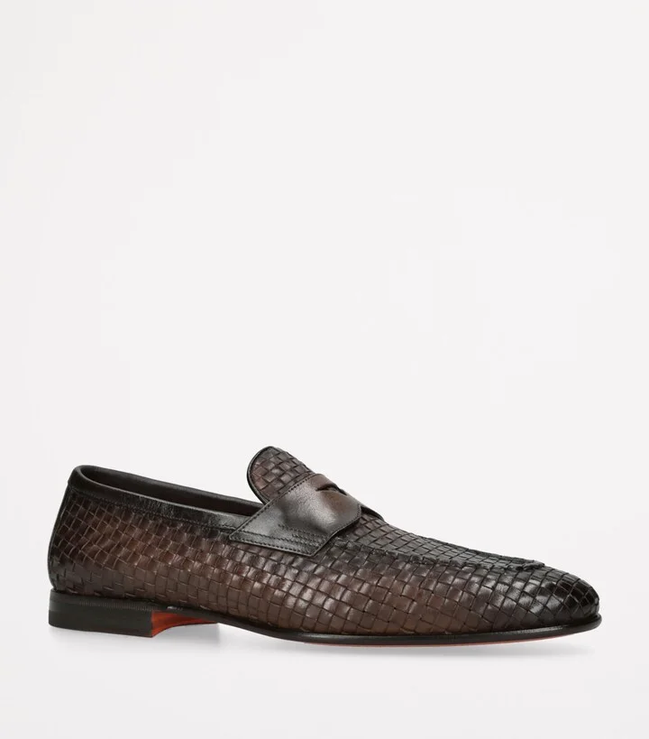 Santoni Leather Owven Carlos Penny Loafers - Image 3