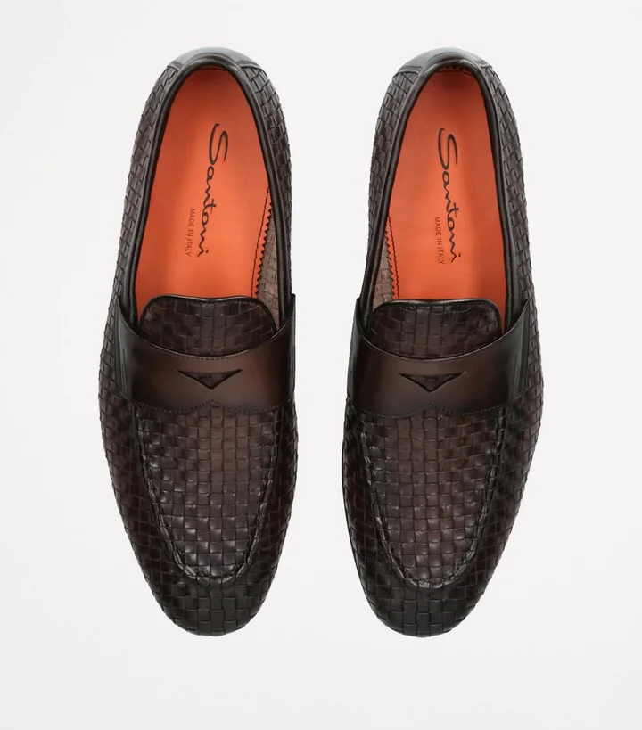 Santoni Leather Owven Carlos Penny Loafers - Image 4