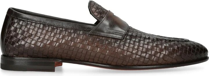 Santoni Leather Owven Carlos Penny Loafers